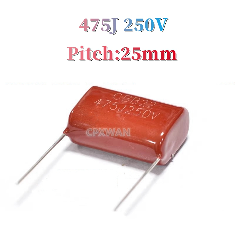 475K 5 chiếc 475J 250V 4.7uF CBB22 475J250V 475K250V Tụ điện màng Polypropylen kim loại 250V475K 250