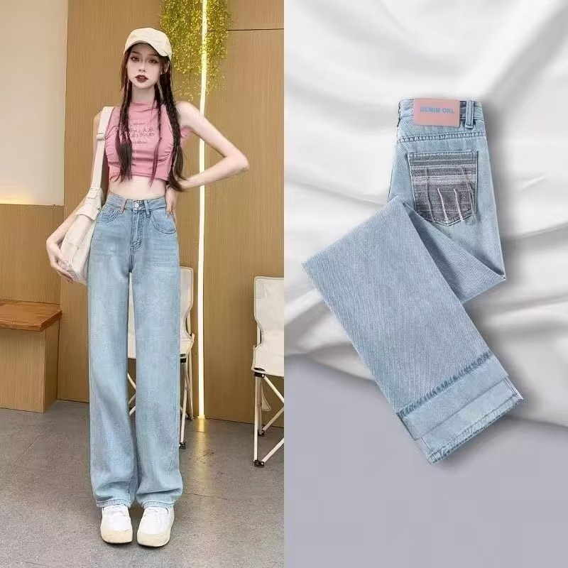 Quần jeans Dài Ống Rộng Thời Trang Cá Tính Cho Nữ