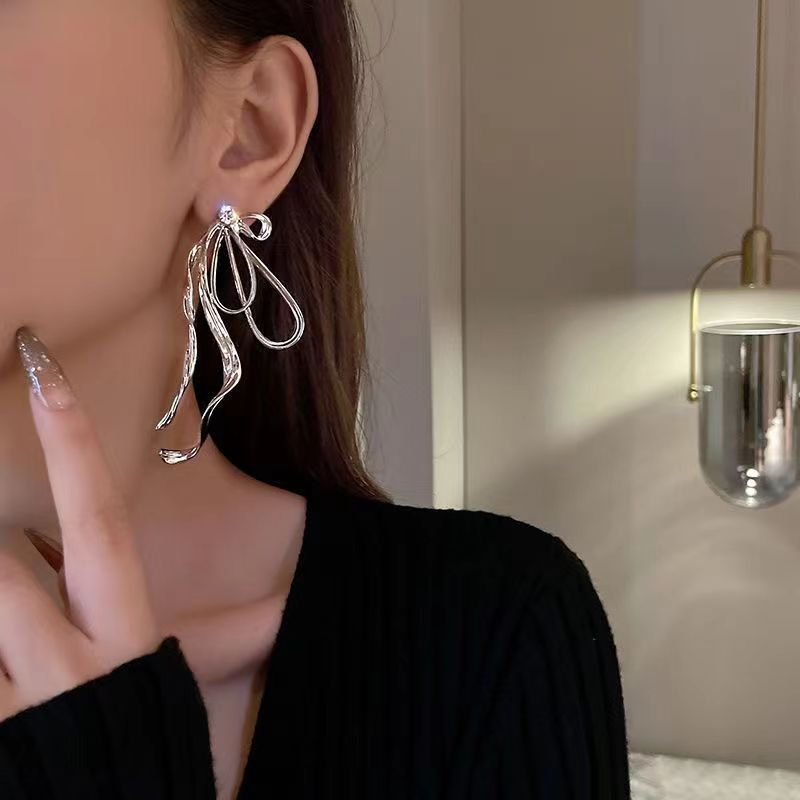 Bông Tai Mạ Bạc 925 Hình Nơ Xinh Xắn Thời Trang Theo Phong Cách Hàn Quốc