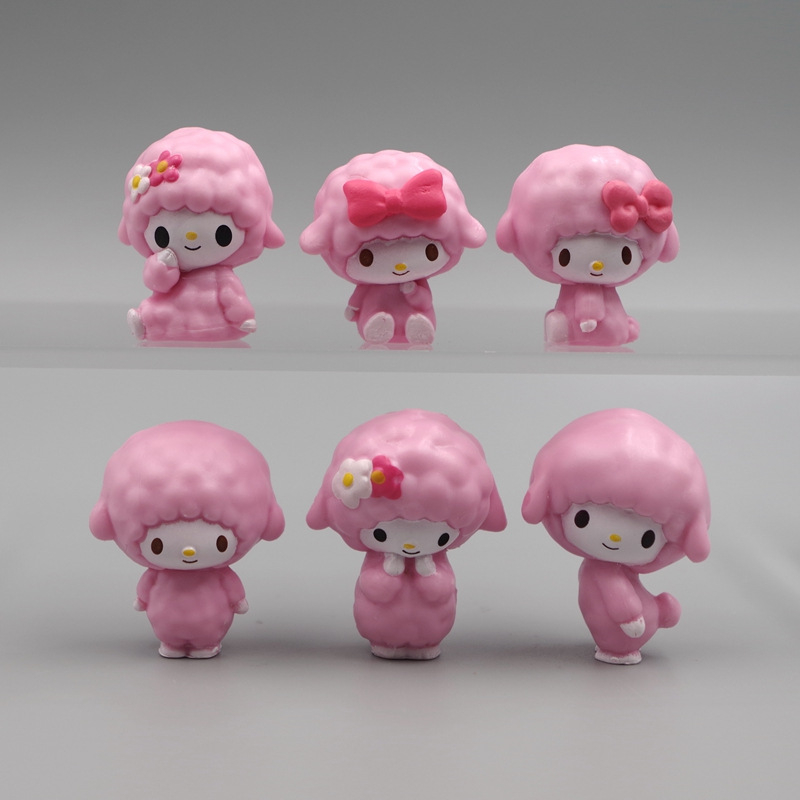 Set 6 Mô Hình Mô Phỏng Nhân Vật Hoạt Hình sanrio my melody 3-3.5cm