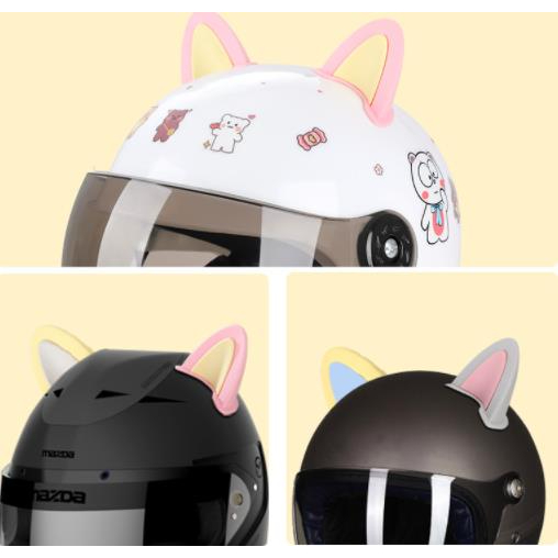 Bộ 2 Mũ Bảo Hiểm Tai Mèo Dễ Thương Thông Dụng Trang Trí Mũ Bảo Hiểm