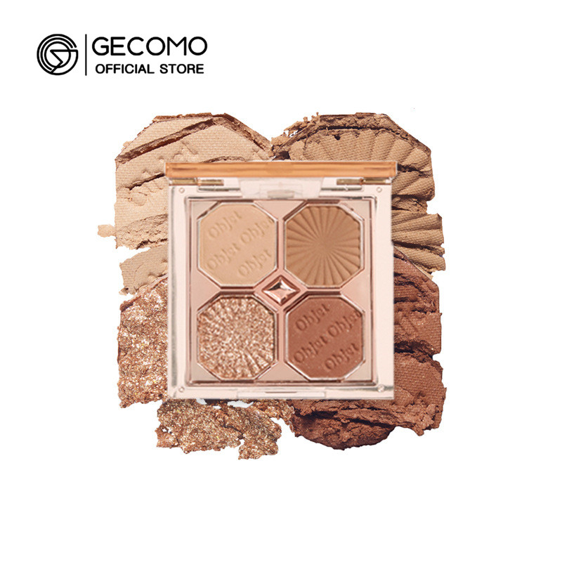 Gecomo Bảng Phấn Mắt mini 4 Màu Lì Lấp Lánh Trang Điểm Đa Năng