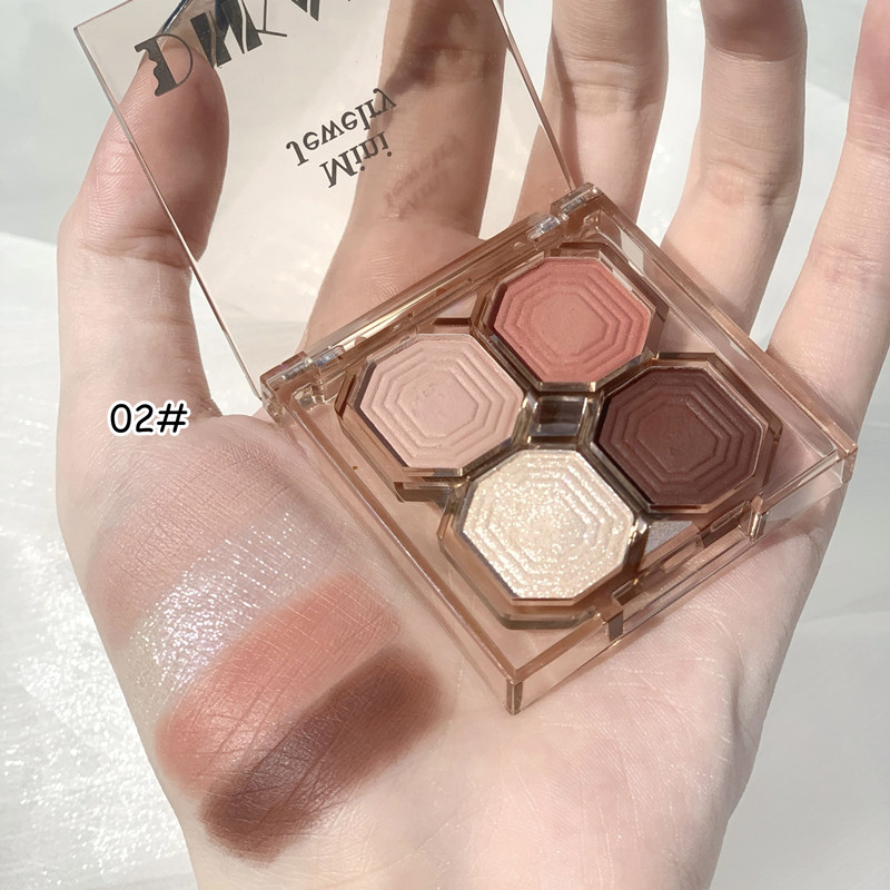 Gecomo Bảng Phấn Mắt mini 4 Màu Lì Lấp Lánh Trang Điểm Đa Năng