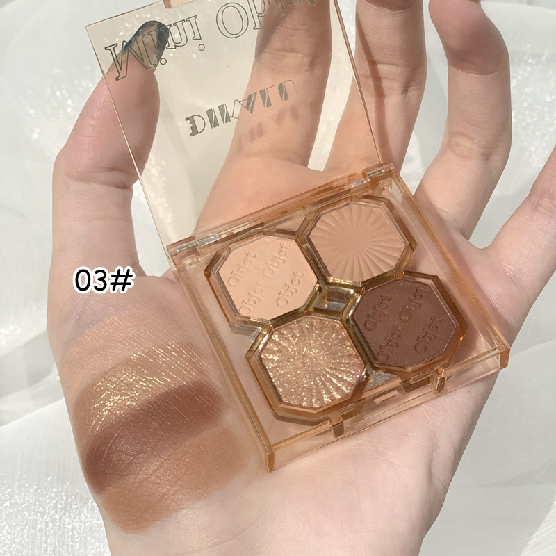 Gecomo Bảng Phấn Mắt mini 4 Màu Lì Lấp Lánh Trang Điểm Đa Năng