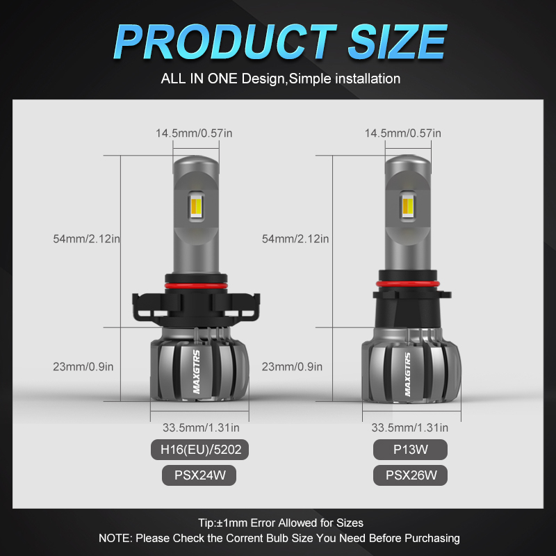 Set 2 Đèn led Sương Mù h11 h3 h8 h9 h16 jp 9005 9006 hb3 hb4 psx26w psx26w p13w h16eu led csp 6000k Ánh Sáng Trắng / 3000k