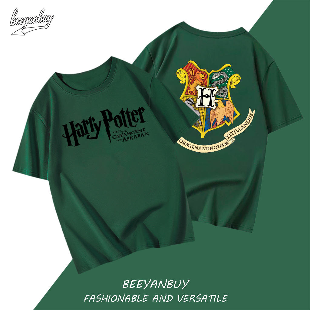 Áo thun nam BEEYANBUY Y0389 100% cotton màu trắng basic tay lỡ in Harry Potter unisex