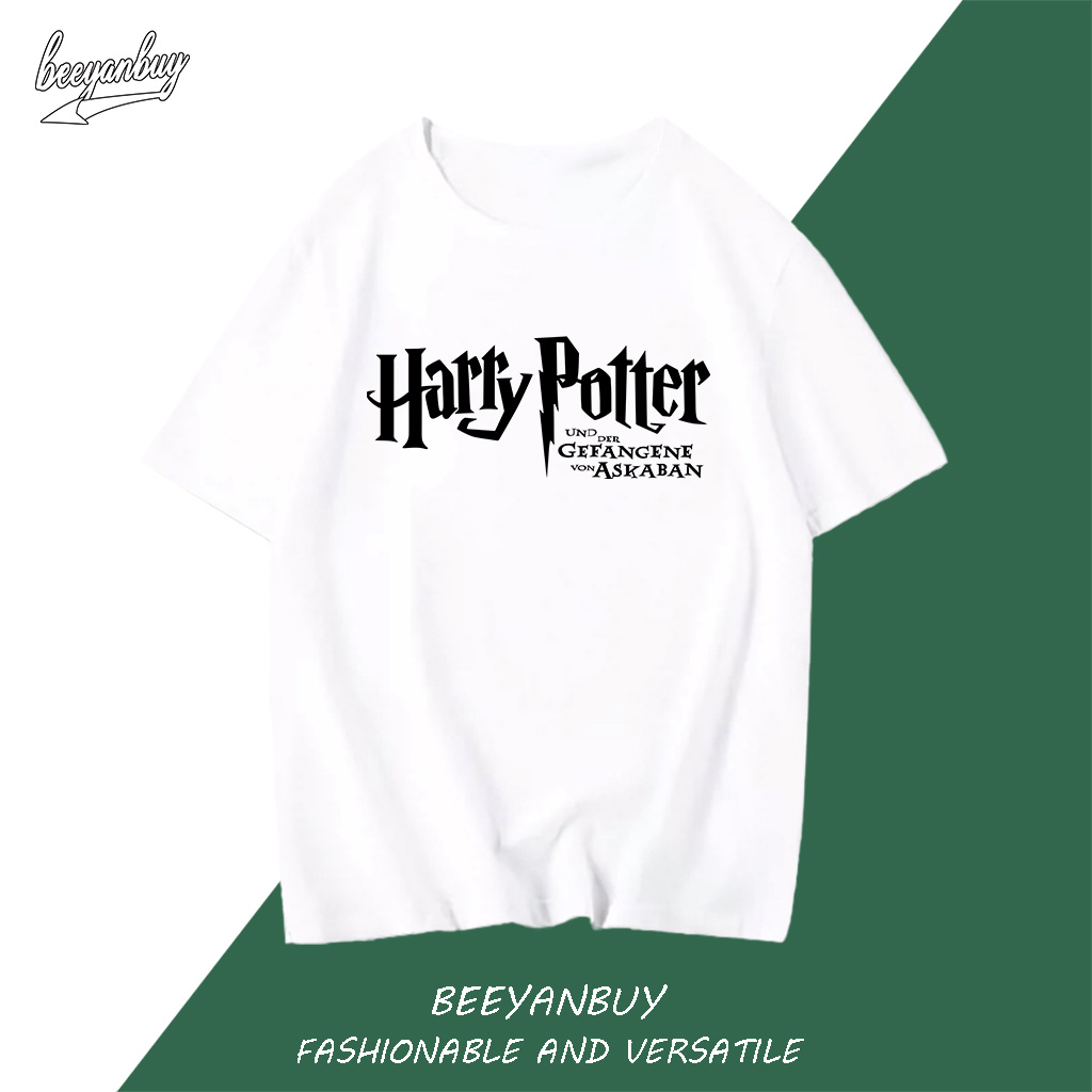 Áo thun nam BEEYANBUY Y0389 100% cotton màu trắng basic tay lỡ in Harry Potter unisex