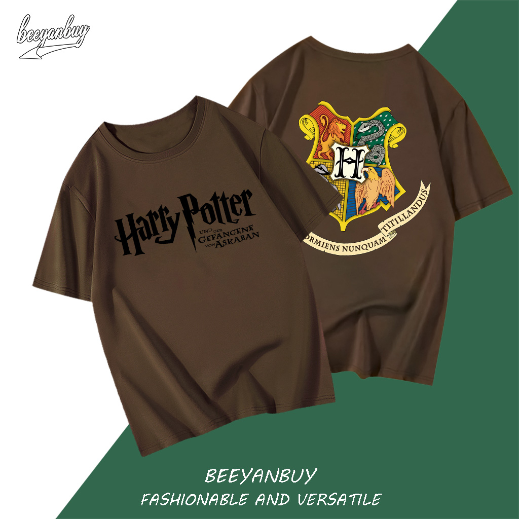 Áo thun nam BEEYANBUY Y0389 100% cotton màu trắng basic tay lỡ in Harry Potter unisex