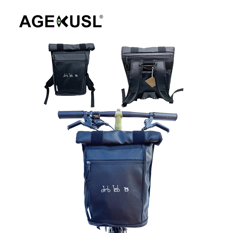 Agekusl Túi Đựng Đồ Chống Thấm Nước Gắn Phía Trước Xe Đạp brompton 3sixty Paces birdy Gấp Gọn Tiện Lợi