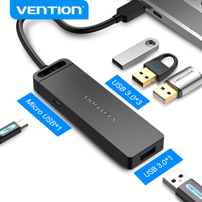 USB A HUB Vention điều hợp 4 cổng tốc độ cao chia cổng USB Type- C / 3.0 cho laptop/PC