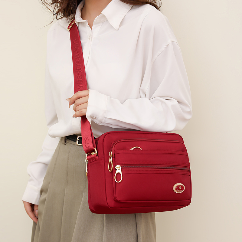 Túi Đeo Chéo Bằng nylon Chống Nước Màu Sắc Đơn Giản Cho Nữ