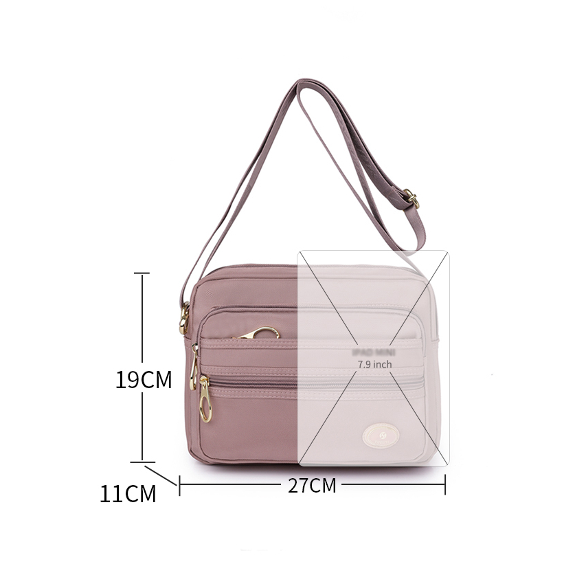 Túi Đeo Chéo Bằng nylon Chống Nước Màu Sắc Đơn Giản Cho Nữ