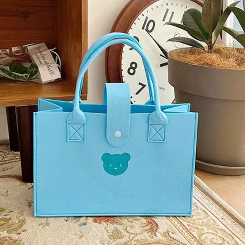 Dễ Thương Túi Xách Tay Hình Vuông Bằng Vải Nỉ Kích Thước Siêu Đáng Yêu Phong Cách Hàn Quốc Cho Nữ Có