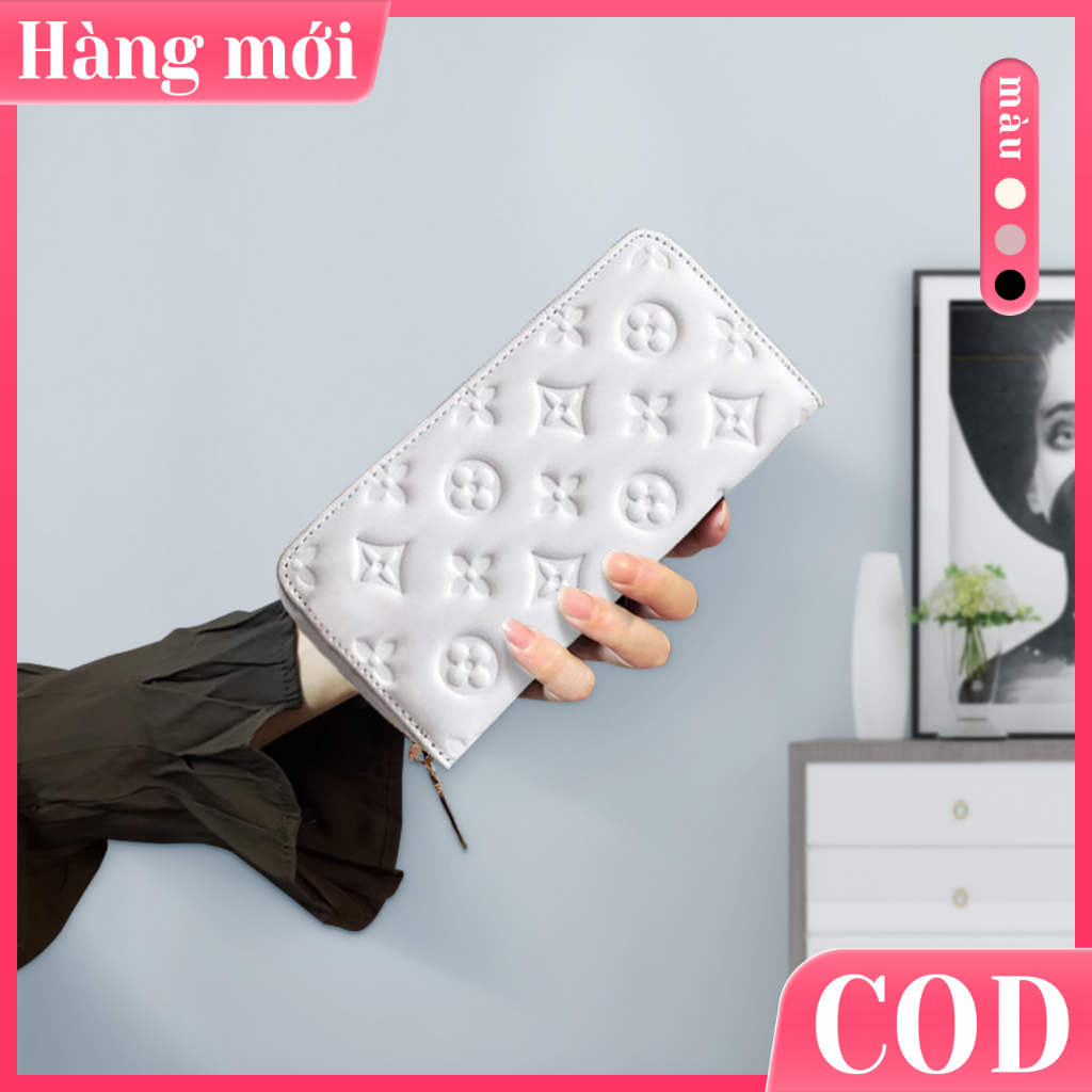 Ví Nữ dài nhiều ngăn bóp ví cầm tay Tay Có Khóa Kéo Dập Nổi Họa Tiết Sang Trọng Thời Trang Cao Cấp Phong Cách Mới 2023 Phong Cách Hàn Quốc Siêu Đẹp Nhiều Ngăn【shiny】