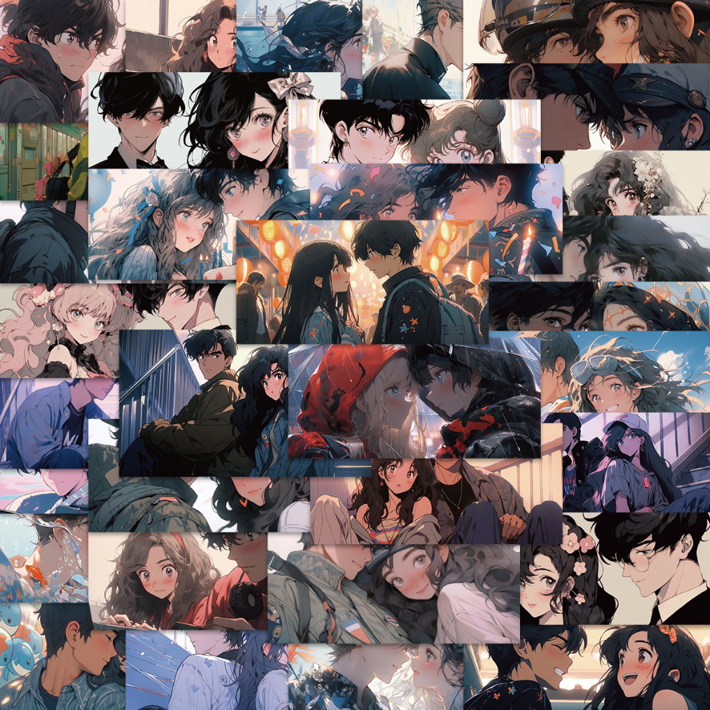 Bộ 50 Miếng Dán Chống Thấm Nước Họa Tiết Hoạt Hình graffiti Trang Trí Ván Trượt / Vali / laptop / Xe Hơi diy