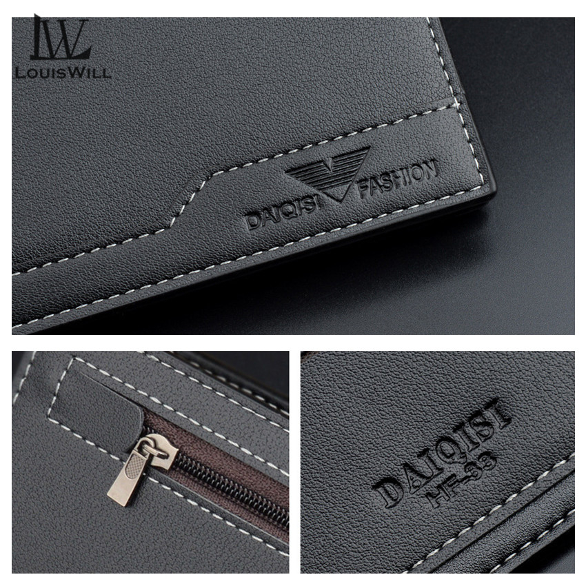 Louiswill Ví Da pu Dài Siêu Mỏng Kiểu Dáng Thời Trang Cho Nam