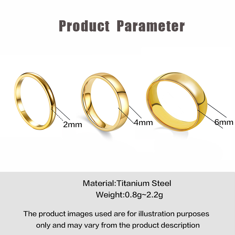 Nhẫn Thép Titan Mạ Vàng 18k Thiết Kế Đơn Giản Trẻ Trung Phong Cách Hàn Quốc Cho Cặp Đôi