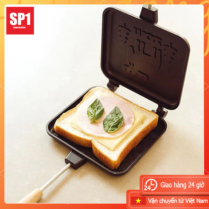 Sẵn sàng tại VN ✔ Chảo bánh mì Chảo rán Sandwich hai mặt Sandwich Mang Đi Cắm Trại Tiện Lợi