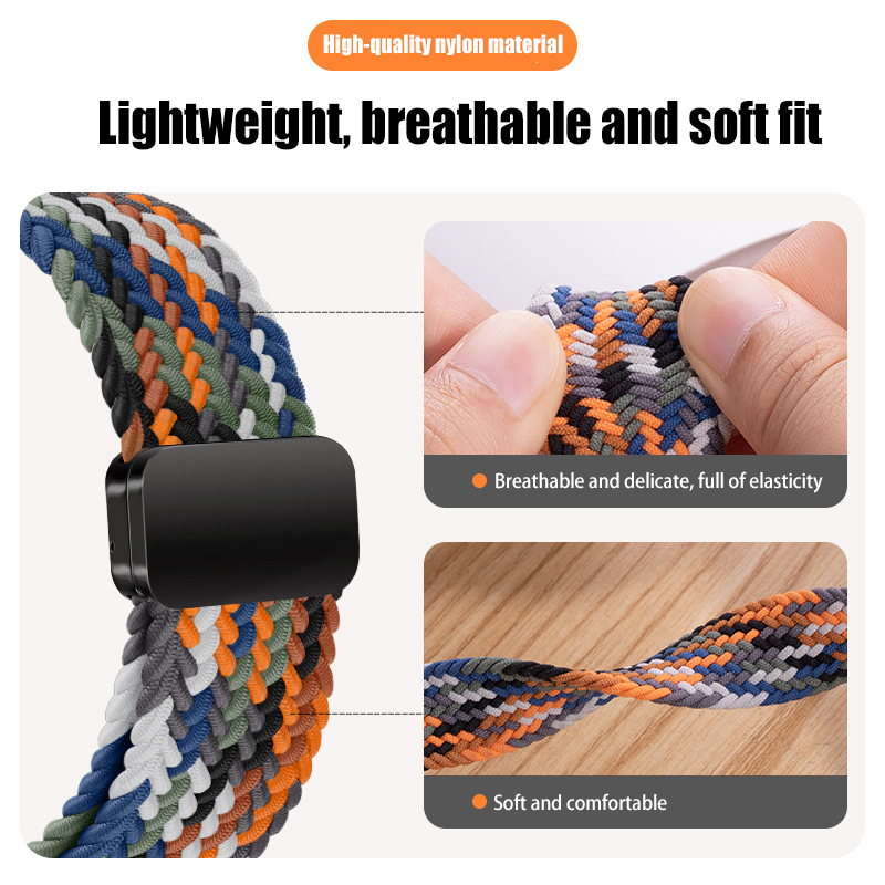 Dây Đeo nylon Khóa Nam Châm Cho Đồng Hồ Thông Minh samsung galaxy watch 6 5 4 3 classic pro 44mm 40mm 41mm watch5 pro 45mm watch6 47mm 43mm