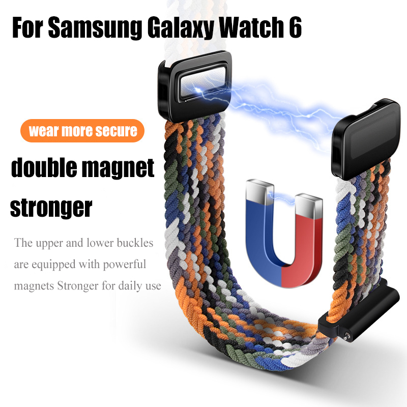 Dây Đeo nylon Khóa Nam Châm Cho Đồng Hồ Thông Minh samsung galaxy watch 6 5 4 3 classic pro 44mm 40mm 41mm watch5 pro 45mm watch6 47mm 43mm