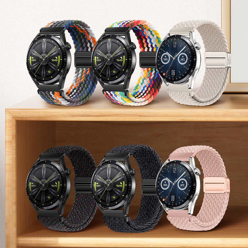 Dây Đeo nylon Khóa Nam Châm Cho Đồng Hồ Thông Minh huawei gt 4 3 2 2e pro new gt3 gt2 46mm 42mm