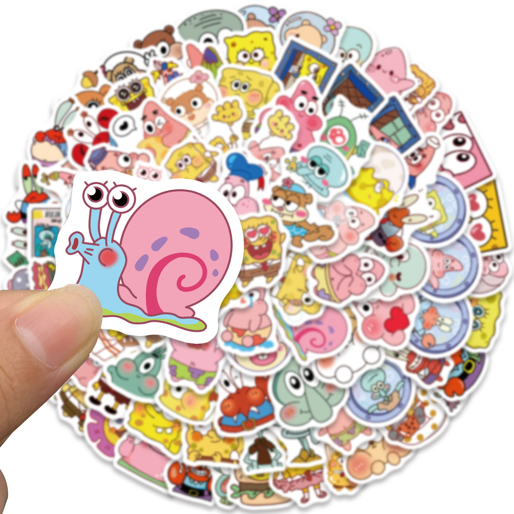 Bộ 95 Miếng Dán Chống Thấm Nước Họa Tiết Hoạt Hình spongebob Dễ Thương Trang Trí Ván Trượt