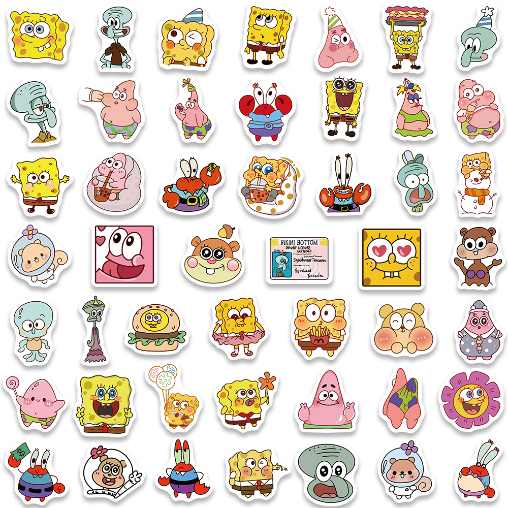 Bộ 95 Miếng Dán Chống Thấm Nước Họa Tiết Hoạt Hình spongebob Dễ Thương Trang Trí Ván Trượt