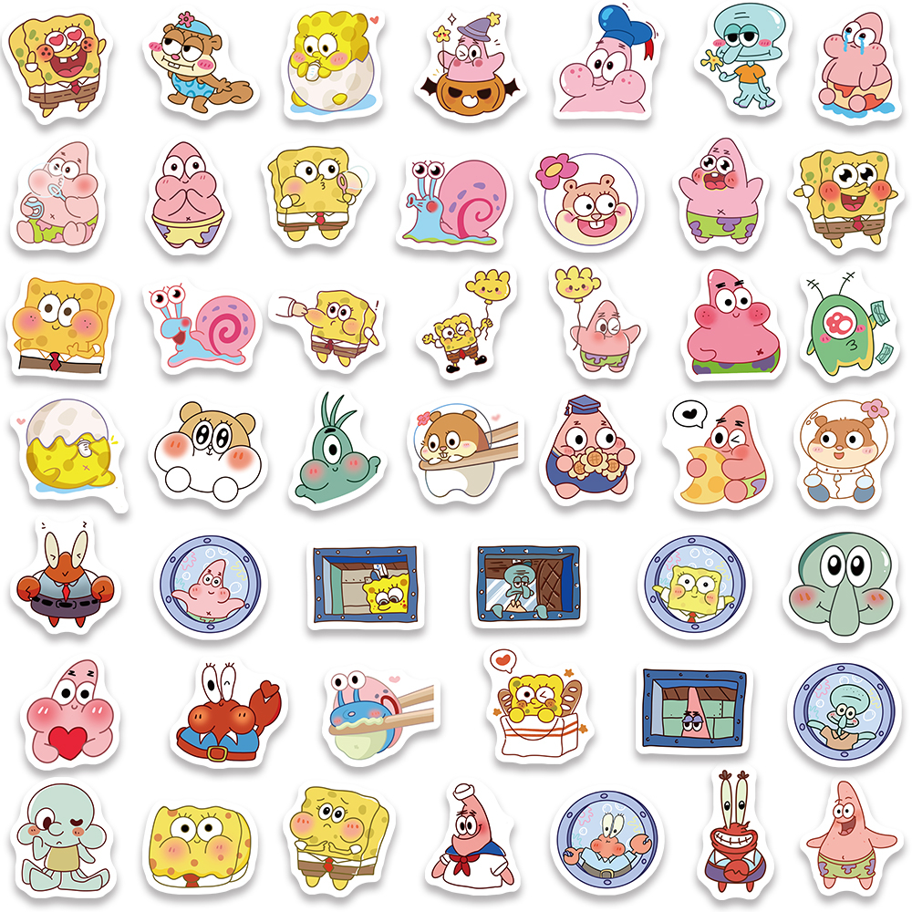 Bộ 95 Miếng Dán Chống Thấm Nước Họa Tiết Hoạt Hình spongebob Dễ Thương Trang Trí Ván Trượt