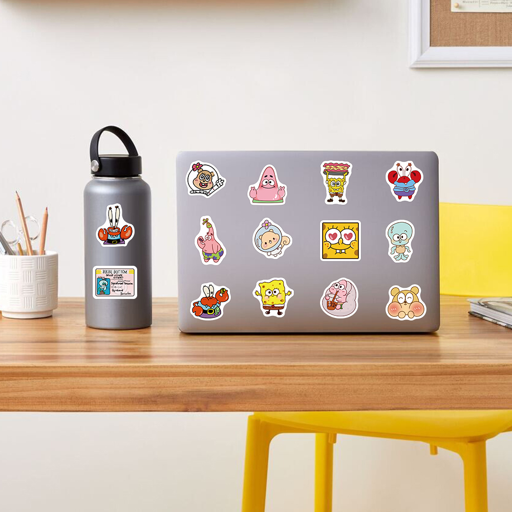 Bộ 95 Miếng Dán Chống Thấm Nước Họa Tiết Hoạt Hình spongebob Dễ Thương Trang Trí Ván Trượt