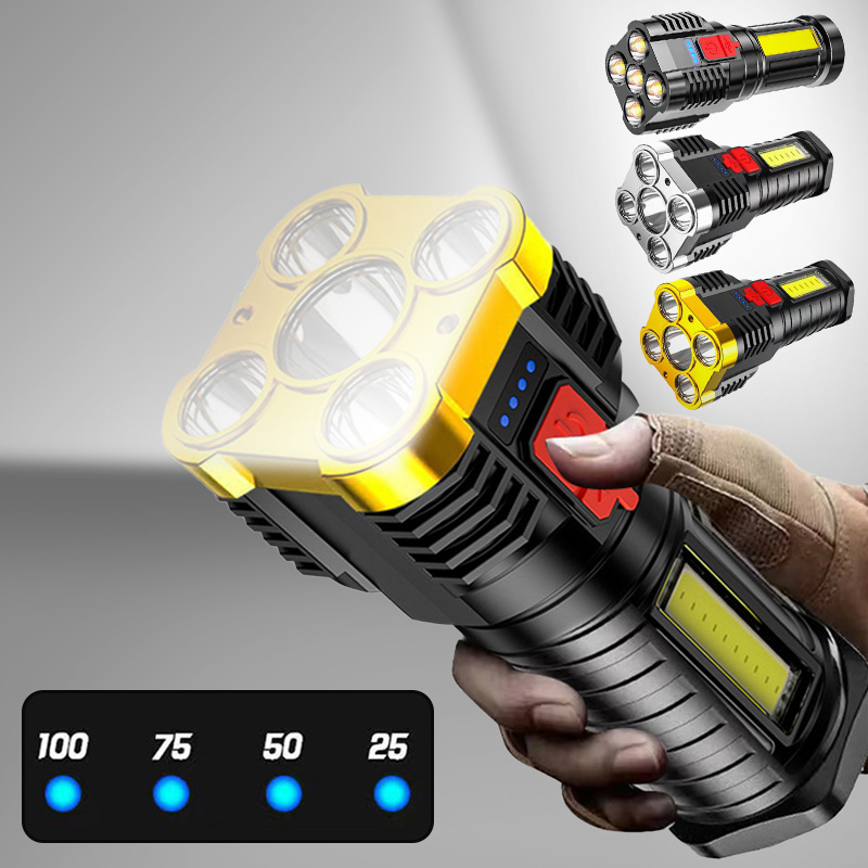 Đèn Pin led cob 5 Lõi Sạc usb Đa Năng