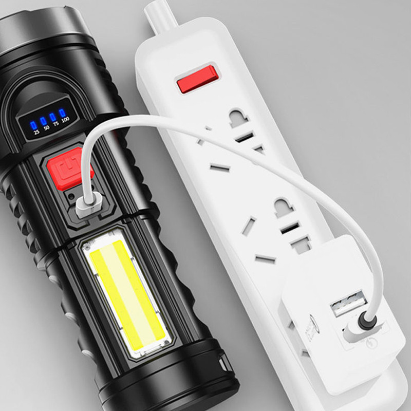 Đèn Pin led cob 5 Lõi Sạc usb Đa Năng