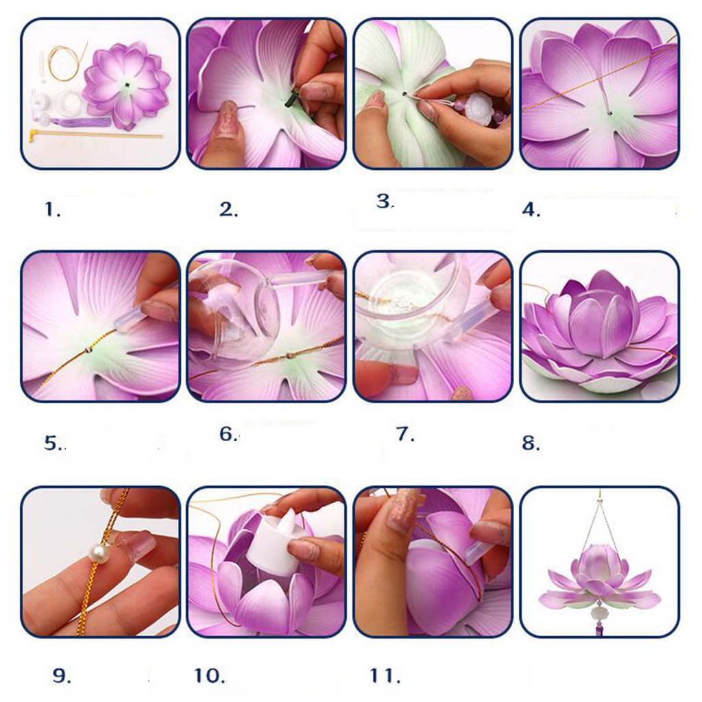 Lồng Đèn Hình Hoa Sen handmade Phong Cách Trung Hoa Độc Đáo Trang Trí Nhà Cửa / Lễ Hội,Lồng Đèn Trung Thu