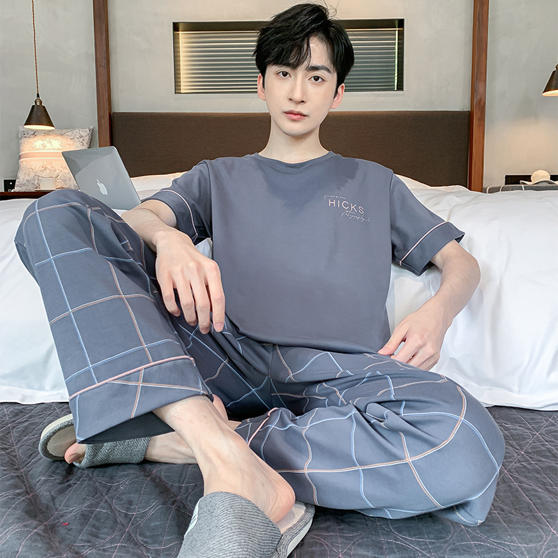 Bộ Đồ Ngủ Tay Ngắn Chất cotton plus size Thời Trang Mùa Hè Cho Nam