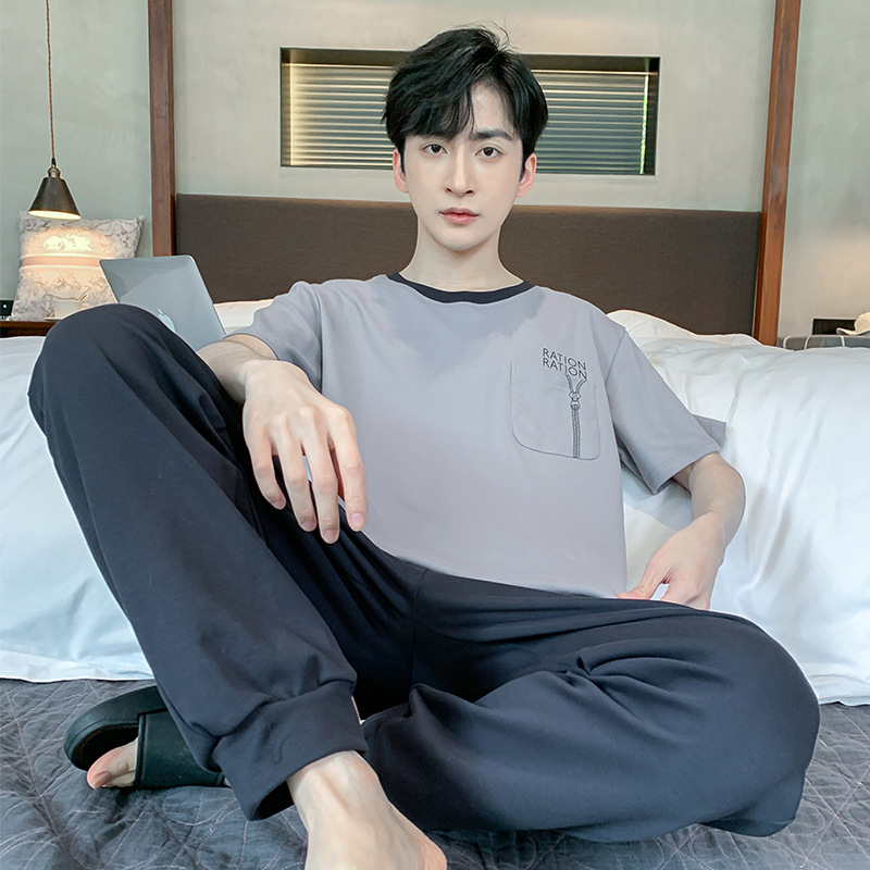 Bộ Đồ Ngủ Tay Ngắn Chất cotton plus size Thời Trang Mùa Hè Cho Nam
