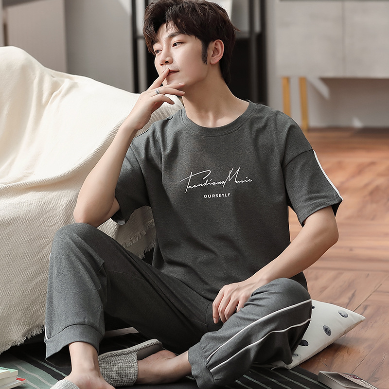 Bộ Đồ Ngủ Tay Ngắn Chất cotton plus size Thời Trang Mùa Hè Cho Nam