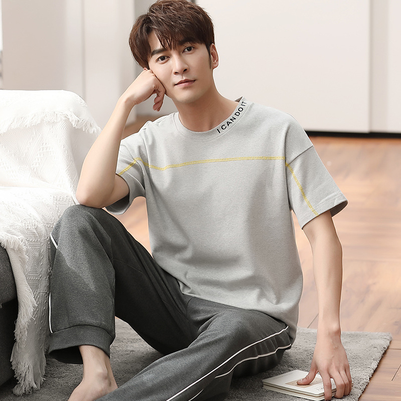 Bộ Đồ Ngủ Tay Ngắn Chất cotton plus size Thời Trang Mùa Hè Cho Nam