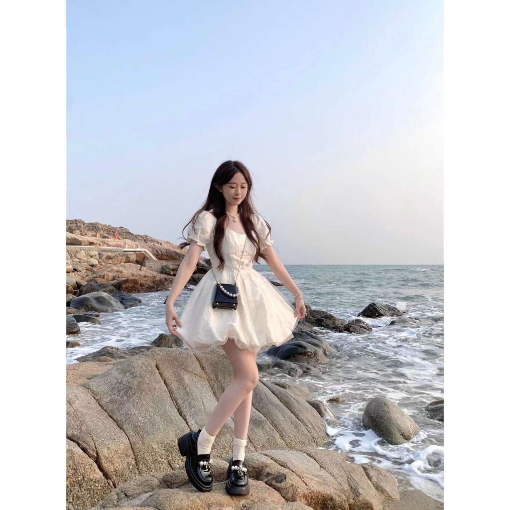 Đầm Công Chúa Hai Dây Dáng Phồng Phong Cách Pháp
