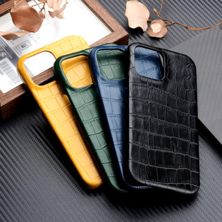 Ốp điện thoại da họa tiết cá sấu đen mát mẻ màu xanh lá cây vàng xanh cho iPhone 17 promax 16 15 14pro 13 promax Vỏ bảo vệ doanh nghiệp in hình cá sấu siêu chắc chắn