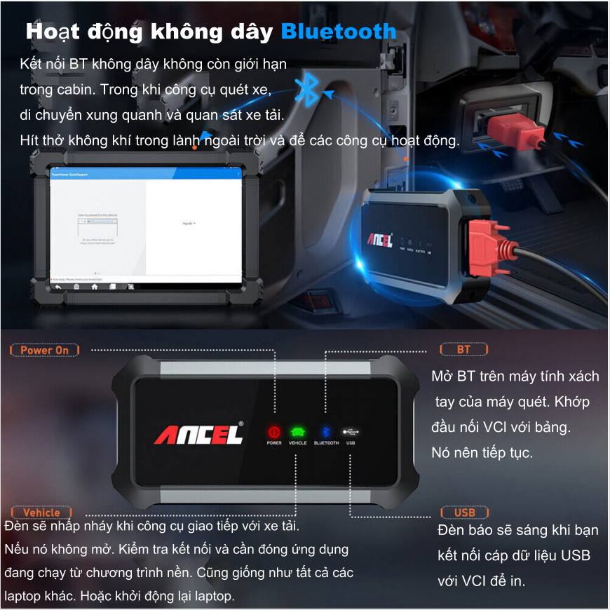 ANCEL X7HD 12V 24V Toàn Hệ Thống Công Cụ Chẩn Đoán Xe Tải Hạng Nặng