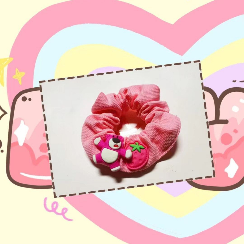 Dây Cột Tóc Hình Gấu Hồng Dâu Tây Dễ Thương Phong Cách Hàn Quốc Cho Nữ