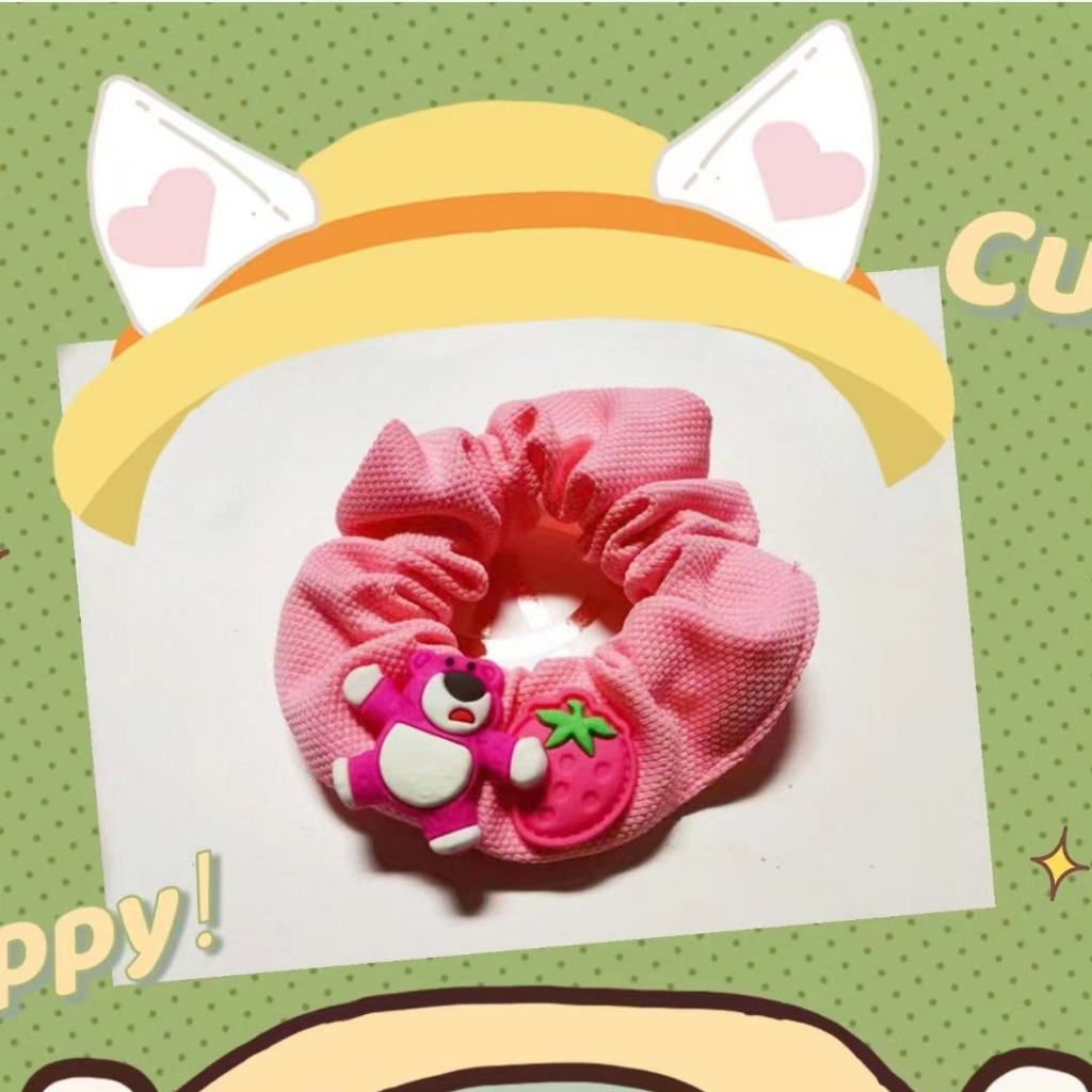 Dây Cột Tóc Hình Gấu Hồng Dâu Tây Dễ Thương Phong Cách Hàn Quốc Cho Nữ