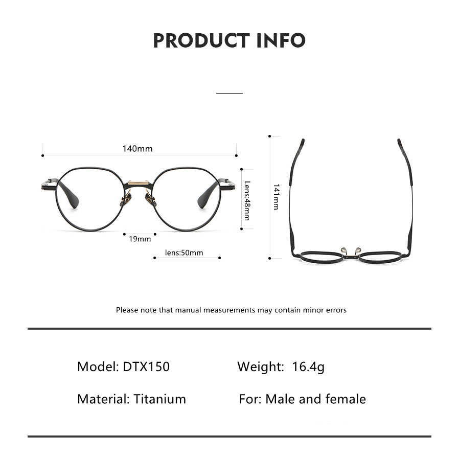 Mắt Kính Gọng Dày Titan Nguyên Chất Hình Quả Lê Thời Trang Cho Nam Và Nữ di-ta dtx150