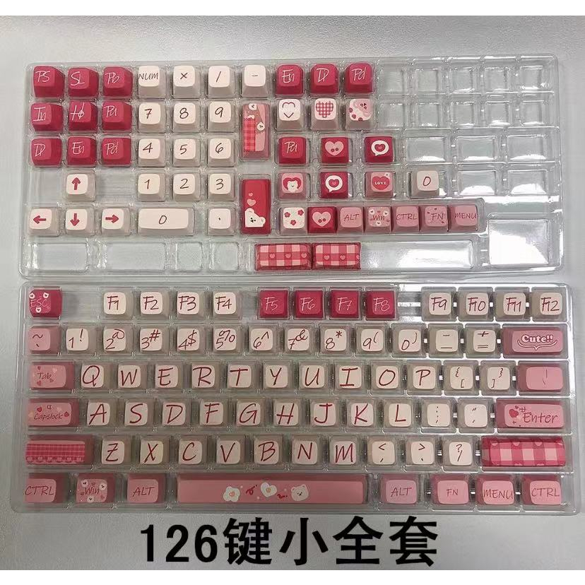 Keycaps Gấu May Mắn, 126 Phím Keycaps PBT MDA/XDA Profile DYE-SUB Keycaps GMK Cá Tính Cho Bàn Phím Cơ