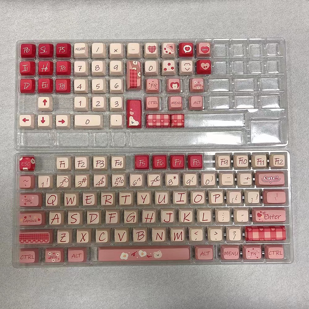 Keycaps Gấu May Mắn, 126 Phím Keycaps PBT MDA/XDA Profile DYE-SUB Keycaps GMK Cá Tính Cho Bàn Phím Cơ