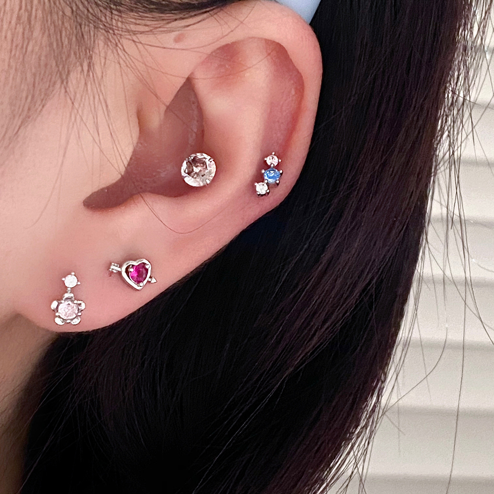 Bông Tai Thép Titan g23 Hình Đũa Thần Thạch Anh Tím