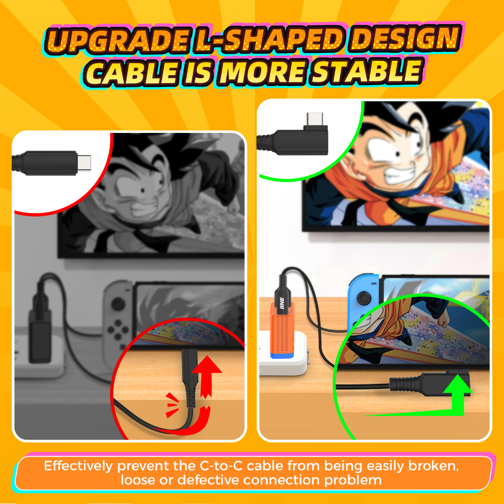 Iiine Cáp Sạc Nâng Cấp video hdmi 65w type-c Hình dragon ball Màu Cam