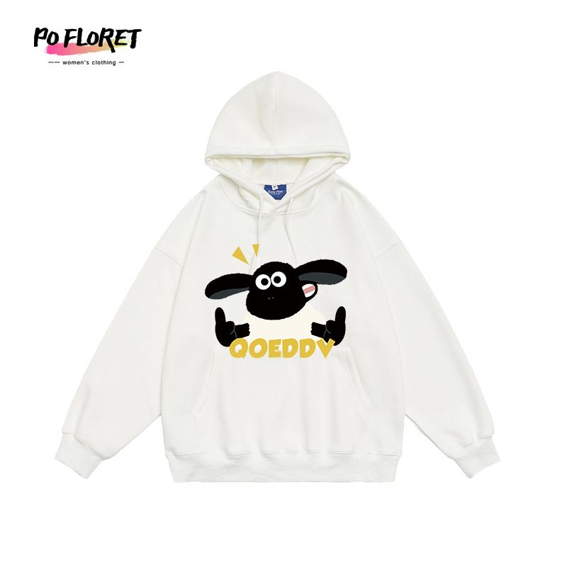 POFLORET Áo Khoác Hoodie unisex 100% cotton Thời Trang Đường Phố Cá Tính Cho Cặp Đôi overize