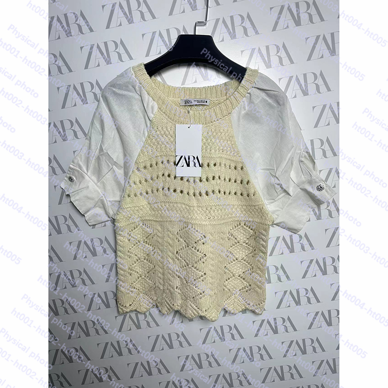 Zara new women's splicing sleeve knitwear