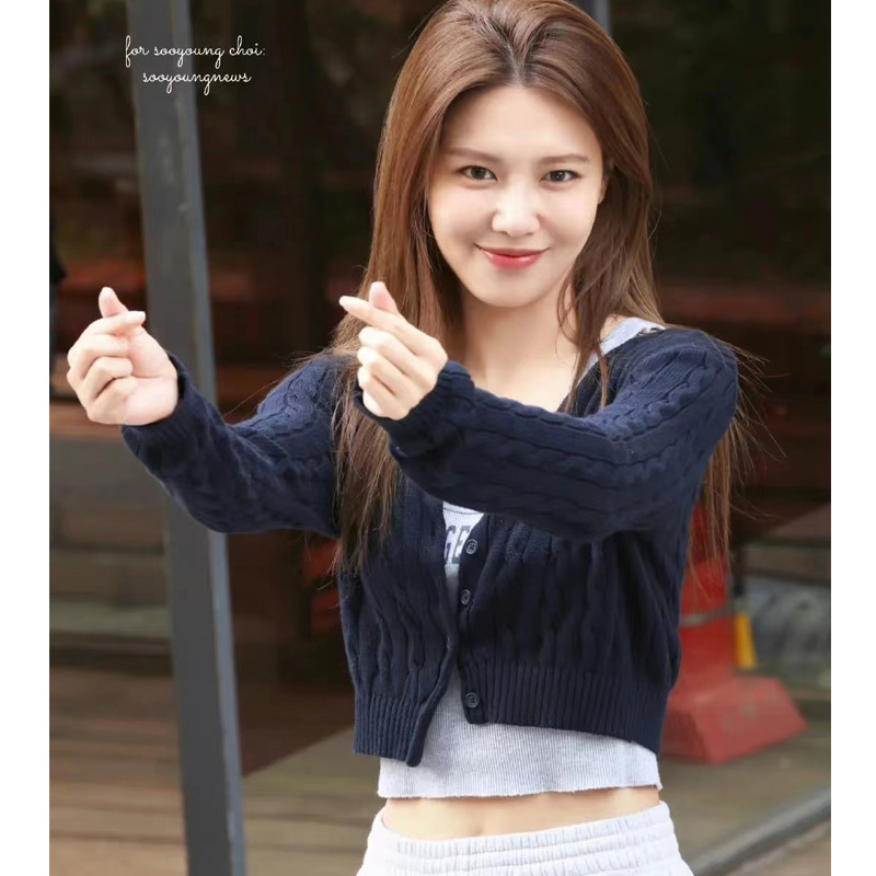 Áo Len Cardigan Nữ Tay Dài Thời Trang Dễ Phối Đồ Nút đơn hàng đầu Áo Len Nữ