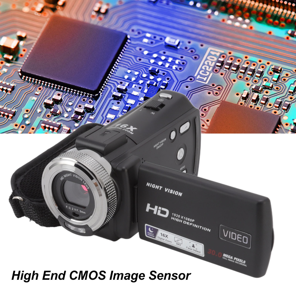 Có thể bán buôn Máy quay video Màn hình LCD màu 3 inch kỹ thuật số 30MP Zoom 16X để chụp ảnh Quay 100‑240V Washington057 Hàng giao ngay